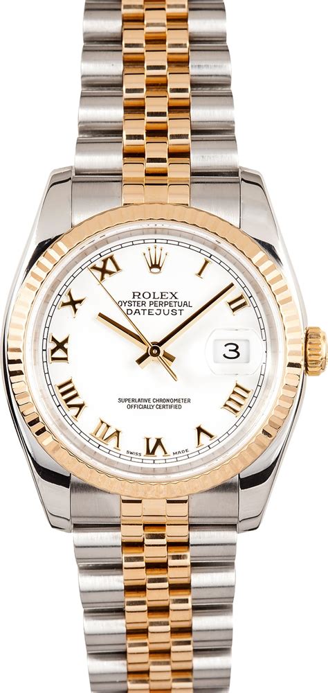 rolex datejust two tone white face roman numerals on wrist|rolex datejust steel roman numerals.